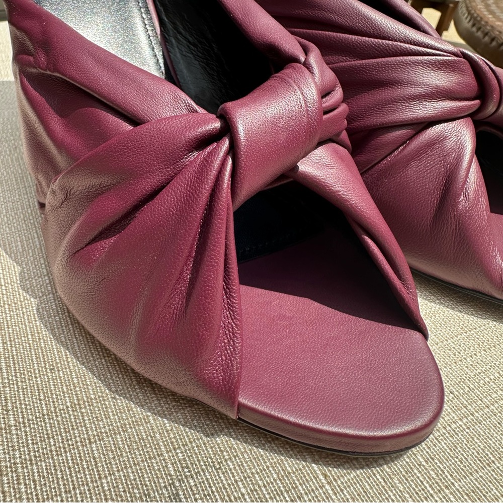 Brand New In Box Balenciaga Smooth Nappa Drapy Sandal Pumps in Burgundy - Picture 7 of 10